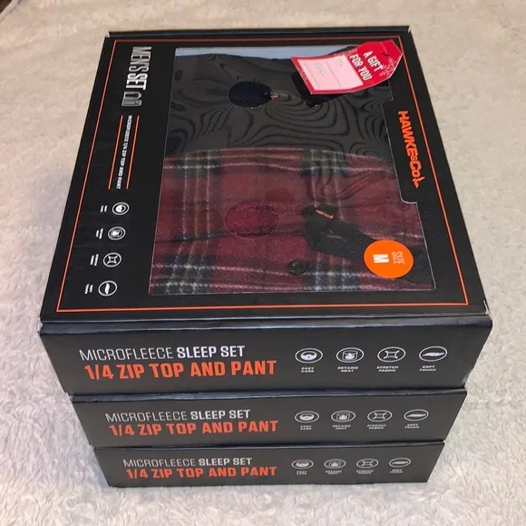 NWT Hawke & Co Boxed Microfleece 2-Piece Sleep Set - 1/4 Zip Top & Pajama Pant - Picture 2 of 6